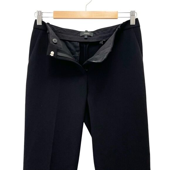 Theory Cropped Slim Pant Black Admiral Crepe Classic Dress Pants Women’s Size 2 - Picture 6 of 12
